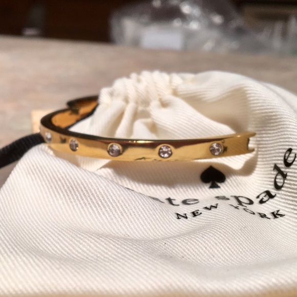 kate spade Jewelry - Kate Spade Gold-Tone Crystal Hinged Bangle